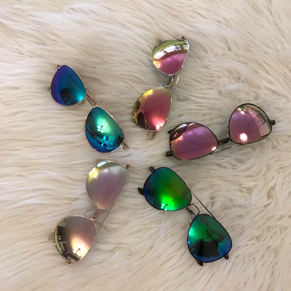 Hot Pink Mirrored Aviator Sunglasses - Picture 8 of 8